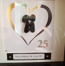 Personalised 25th Wedding Anniversary Present Silver Anniversary Gift 25 Years Together Pebble Art Picture Handmade To Order In Ireland In 2020 Silver Anniversary Gifts 25th Wedding Anniversary Wedding Anniversary