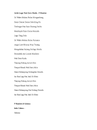 Lirik lagu bandar tasik malaya. Lirik Lagu Nak Dara Rindu Pdf