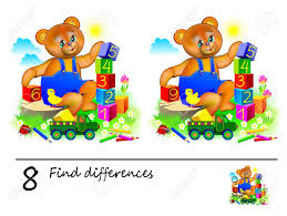They feature fun puzzles of all types that'll keep you entertained. Logic Puzzle Game For Children Need To Find 8 Differences Printable Page For Kids Brainteaser Book Cute Teddy Bear Is Playing With Cubes And Learning Numbers Developing Counting Skills Royalty Free Cliparts