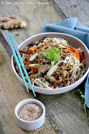 Nouilles De Riz Et Wakame Sauce Sesame Gingembre Epices Moi Recette Nouilles De Riz Recette Pate Nouilles