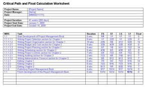 Project Management Critical Path Template Excel T Critical