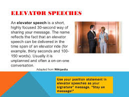 Videoed student council speech examples. Elevator Speech
