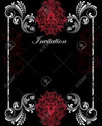 Maybe you would like to learn more about one of these? Vintage Invitation Card With Ornate Elegant Retro Abstract Floral Design White Red And Dark Red Flowers And Leaves On Black Background With Borders And Text Label Vector Illustration Royalty Free Cliparts Vectors