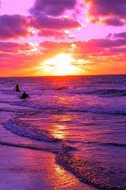 This colorful purple and red sunset is high above a beautiful sea. Colorful Sunset Dreamy Nature Beautiful Sunset Beautiful Landscapes Nature Photography