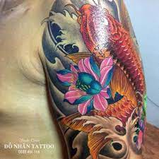 Hjnh xam ca chep màu xanh vang. Y NghÄ©a Hinh XÄƒm Ca Chep Ä'á»— Nhan Tattoo