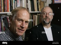 James Acker, left, an National Death Penalty Archives co-founder and  professor of criminal justice, and Charles Lanier, the archive's other  co-founder. sit in Lanier's office at the University of Albany, in Albany,