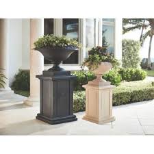 La jolie muse tall planters set 2 flower pots, 20 inch each, patio deck indoor outdoor garden planters,weathered gray. Home Decorators Collection Roman 30 In W X 21 In H Aged Limestone Stone Urn Planter 9432100810 The Home Depot Urn Planters Front Yard Landscaping Design Planters