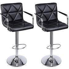 Black And White Bar Stools Set Of 2 Songmics Adjustable Bar Stools With Arms And Back Pu Swivel Barstool Chairs Set Of 2 Uljb93b Adjustable Bar Stools Bar Stools Cool Bar Stools
