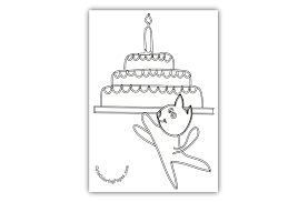Christmas cakes and holiday cake coloring pages. Cat With Birthday Cake Coloring Page Cats Coloring Pages