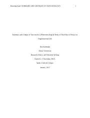 The key to success in writing this paper is critical thinking. Article Critique Example Running Head Summary And Critique Of Vasconceloss 1 Summary And Critique Of Vasconceloss Phenomenological Study Of The Effect Course Hero