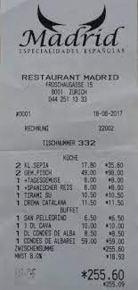rechnung bild von restaurant madrid zurich tripadvisor