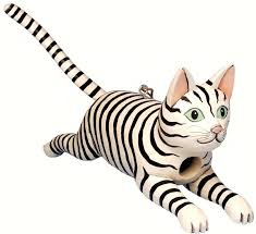 Bird With Orange Head And Black And White Striped Body Black White Leaping Cat Wood Birdhouse Unique Bird Houses Bird Houses Wood Birdhouses