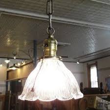 Pendant Light Fixture With Holophane Shade Pull Chain Light Fixture Pendant Light Fixtures Pendant Light