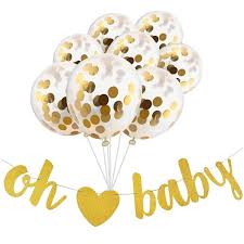 It could say that a baby shower is the sweetest party. Baby Shower Decorations Gender Neutral Oh Baby Shower Banner 8pc Balloon Set Glitter Unisex Pregnancy Announcement Gender Reveal Party Milestone Moments Gold Cs18c7oeiro
