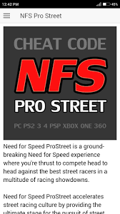 Promocionado · need for speed prostreet psp + regalos apk . Cheat Code For Need For Speed Pro Street Games Nfs For Android Apk Download