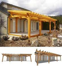 A patio pergola attached to the house is the perfect way to define an outdoor space. Timber Frame Pergola Attached To House But Built At Higher Angle Outdoor Pergola Pergola Building A Pergola