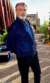 Mel gibson shows off scruffy plaid shirt and grizzly grey beard at lax. Pb Out About Iii Pierce Brosnan Files Message Board