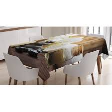 Spa Decor Tablecloth Asian Spa Style Decoration With Zen Stones Candle Flowers And Bamboo Rectangular Table Cover Kitchen Decor Spa Decor Rustic Tablecloths