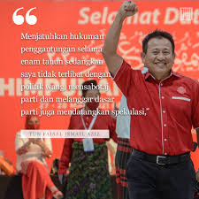 Timbalan ketua umno bahagian putrajaya, tun faisal ismail aziz berkata, tindakan nazri mempersoalkan kewibawaan ahli majlis tertinggi umno, tan sri annuar musa berbeza pendapat dengan timbalan presiden, datuk seri mohamad hasan tidak boleh diterima. Themalaysianinsight On Twitter Tun Faisal Ismail Aziz Tunfaisal Berkata Tempoh Enam Tahun Itu Boleh Dipertikaikan Terutama Apabila Kepimpinan Parti Gagal Memberi Penjelasan Yang Sewajarnya Berhubung Tindakan Disiplin Itu Umno Https T Co