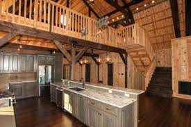 Gorgeous Rustic Kitchen In A Barn Home Sand Creek Post Beam Kitchen Barnhome Rustic Gambrel Barn Barn House Quonset Homes