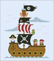 The pattern includes a color legend for anchor pearl cotton. Captain Jacks Pirate Ship Cross Stitch Pdf Pattern Etsy In 2021 Cross Stitch Cross Stitch For Kids Cross Stitch Patterns