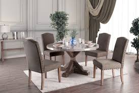 Rustic Marble And Wood X Base Round 5 Piece Dining Set Bridgend Rc Willey Furniture Store In 2020 Round Dining Room Sets Marble Top Dining Table Round Dining Room