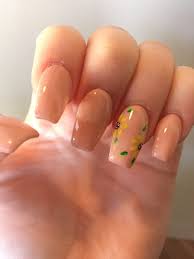 Acrylic naio nail inlay nailart vso nails female sunflower snag enamel nail mini fake nail kids presson nails nail desing accessories. Orange And Clear Acrylic Nails With Sunflowers New Expression Nails