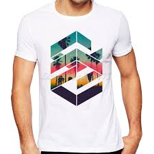 2018 Newest Summer Fashion Geometric Sunset Beach Design T Shirt Men S Cool Design High Quality Tops Custom Hipster Tees Funky T Shirt Design T Shirt