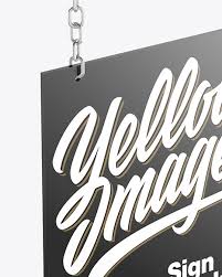 Huge collection of free mockups, patterns, illustrations, scene creators, diy scenes, for photoshop, sketch, and figma. Sign W Metallic Chain Mockup In Indoor Advertising Mockups On Yellow Images Object Mockups