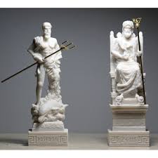 Set King Zeus Poseidon Greek Roman God Statue Sculpture Figure Cast Alabaster In works of art zeus is generally represented as the omnipotent father and king of gods and men, according to the idea which had been embodied in the statue of the olympian zeus by pheidias. set king zeus poseidon greek roman god statue sculpture figure cast alabaster