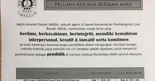 Tarikh tutup permohonan adalah pada 4 april 2016. Peluang Kerjaya Bersama Mara Guru Dg 41 Ukai Nganu Madah