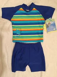 Details About New Iplay L 12 18 Mo Two Piece Swimsuit With Built In Swim Diaper Blue