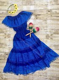 Blue Mexican Dress Traditional Bridesmaid Lace Off Shoulder Fringe Dress Boho Festival Bohemian Vi Mexican Dresses Traditional Mexican Dress Bridesmaid Skirts
