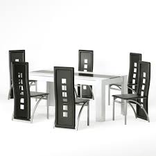 Damia Ensemble Table A Manger 6 A 8 Personnes 6 Chaises Contemporain Blanc Et Verre Trempe Noir L 180 X L 90 Cm Achat Vente Table A Manger Complete Damia Table A Manger Chaises Cdiscount