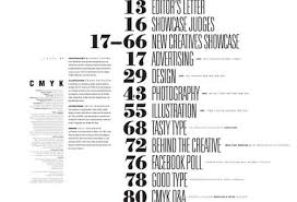 Cmyk Magazine Table Of Contents 4 Jpg 500 340 Pixels Table Of Contents Design Contents Design Contents Layout