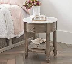 This nightstand has beautiful, clean angled lines with a combination of a high gloss tuxedo mirrored nightstand is a stunning piece of furniture that will add elegance and sophisticated look to your home. Alexandra 21 Round Marble Nightstand Pottery Barn