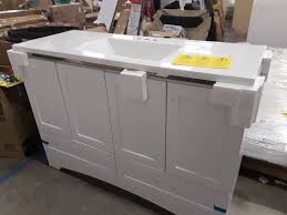 Glacier bay is a thermofoil door for cornerstone and millennia available in white. Glacier Bay Lancaster 48 In W X 18 75 In D Bath Vanity In White With Cultured Marble Vanity Top In White With White Basin Tons Of Great Items On This Auction