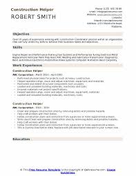 construction helper resume samples