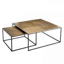 2 tables gigognes carrees aluminium dore pieds metal maisons du monde en 2021 tables gigognes table basse gigogne table basse