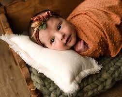 Imogen Rust Pumpkin Mustard Wildflower Silk Bow Pampas Boho Tieback  Headband and Textured Stretch Wrap