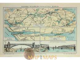 Straits canals gulfs bays seas oceans rivers lakes sounds fjords reefs lagoons capes > dual track. Kiel Canal Kaiser Wilhelm Kanal Gemany Antique Map Meyer Mapandmaps