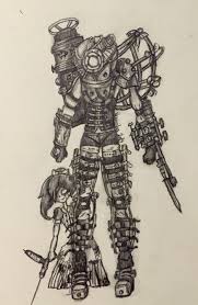 Bioshock Big Daddy And Little Sister Drawing Big Sister And Little Sister Made By Veronika Skye Bioshock Bioshock Art Sisters Drawing