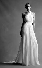 M O Exclusive Chiffon Cross Back Gown By Brandon Maxwell Bridal Moda Operandi Classy Wedding Dress High Neck Wedding Dress Wedding Dresses