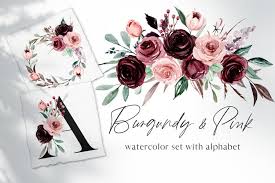 Maybe you would like to learn more about one of these? Watercolor Burgundy And Pink Flowers Bundle Clipart Png 999937 Illustrations Design Bundles