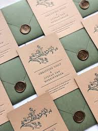 Nature Inspired Letterpress Wedding Invitation On Sand Card Stock With Green H Letterpress Wedding Invitations Letterpress Wedding Wedding Ceremony Invitations