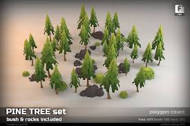 Pine Tree Low Poly Set Low Poly Pine Tree Snow Texture
