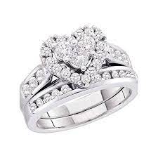 Diamond Queen 14kt White Gold Princess Diamond Heart Bridal Wedding Ring Band Set 1 Cttw Walmart Com In 2020 Heart Engagement Rings Heart Shaped Diamond Engagement Ring Heart Shaped Diamond Ring