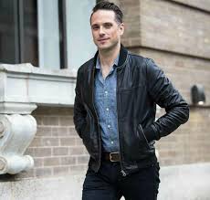 Leather Bomber Jacket Mens Street Style Leatherjacketsformenorange Black Leather Bomber Jacket Jackets Men Fashion Bomber Jacket Outfit
