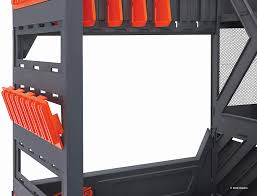 This may require some creative layouts, or just hanging by the trigger, etc. Amazon Com Nerf Elite Blaster Rack Storage For Up To Six Blasters Including Shelving And Drawers Accessories Orange And Black Toys Games