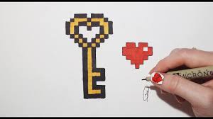 Coeur pixel dessin pixel facile pixel art licorne canevas en plastique modèles de point patron tricot perles à repasser dessin enfant broderie point de croix. Pixel Art Valentine S Day Key And Heart 1 Youtube